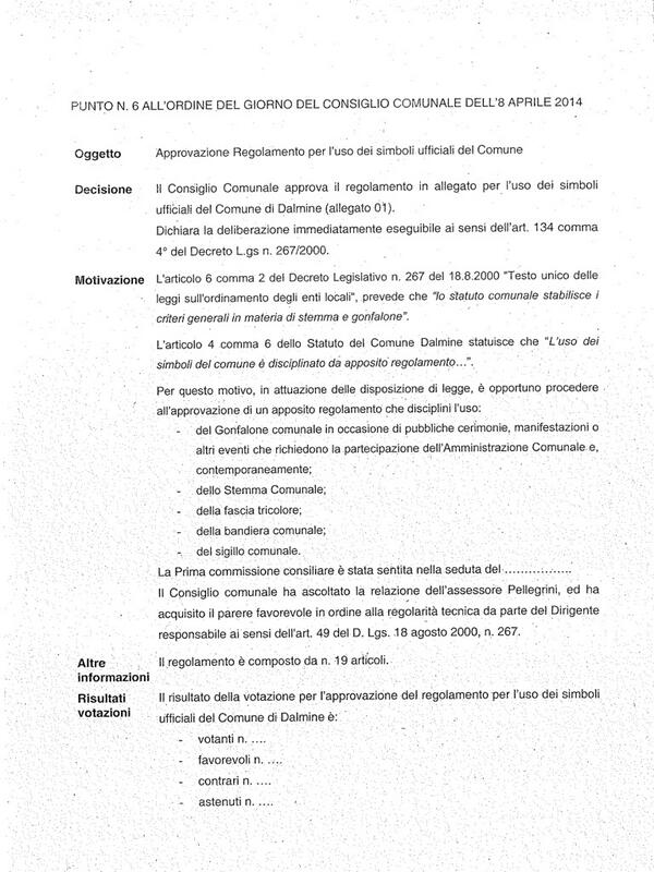 Passiamo al punto 6 : approvazione regolamento uso simboli Comune #opendalmine http://t.co/exUYRUWOFf